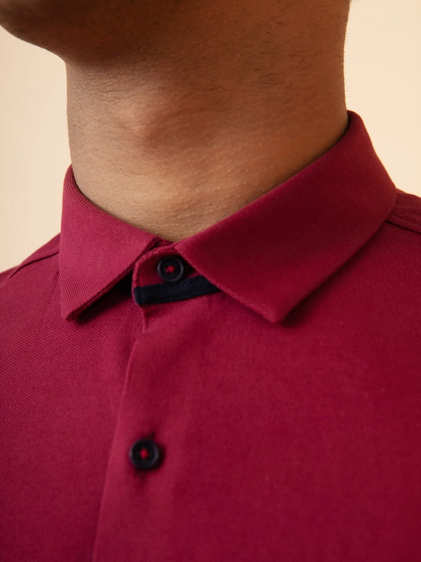 Maroon Cotton Pique Lycra Formal Shirt