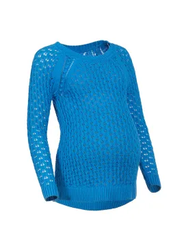Maternity Marled Bobble Sweater in Azure Glow