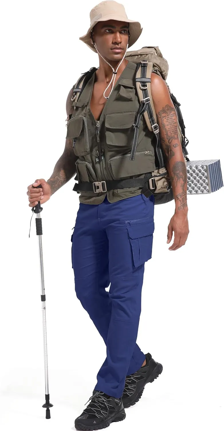 Men's Cargo Hiking Pants Lightweight Stretch Outdoor Cotton Casual Work Travel Camping Pants 9 Pockets