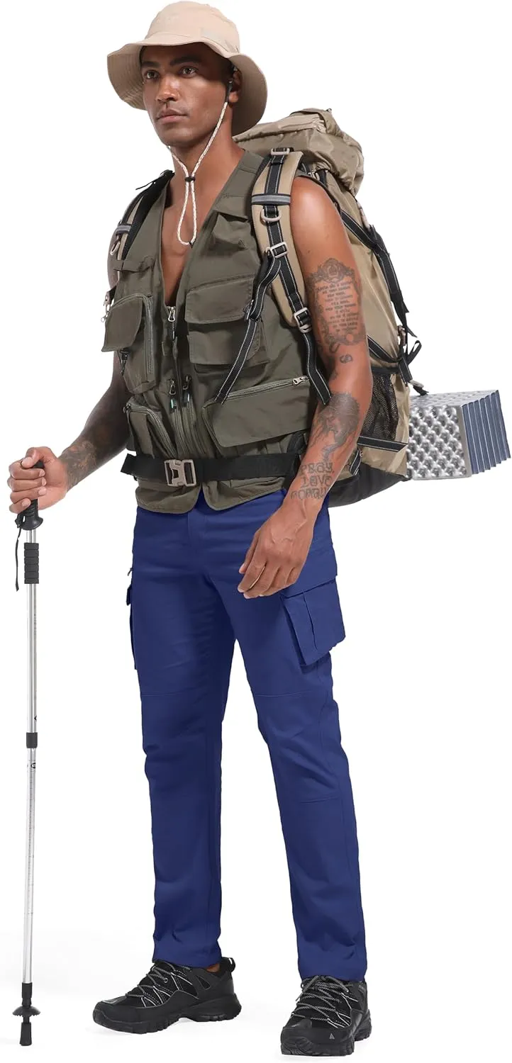 Men's Cargo Hiking Pants Lightweight Stretch Outdoor Cotton Casual Work Travel Camping Pants 9 Pockets