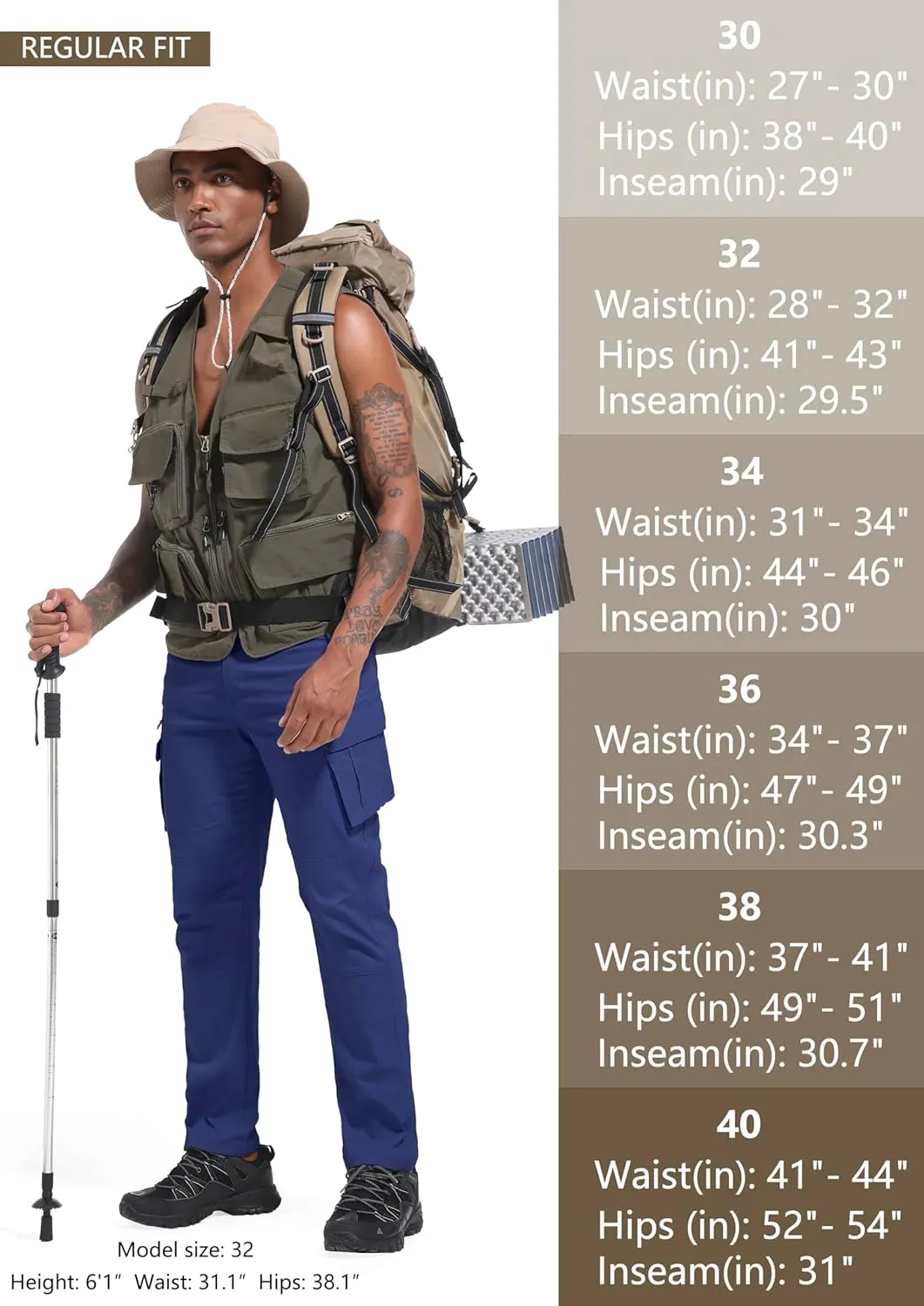 Men's Cargo Hiking Pants Lightweight Stretch Outdoor Cotton Casual Work Travel Camping Pants 9 Pockets