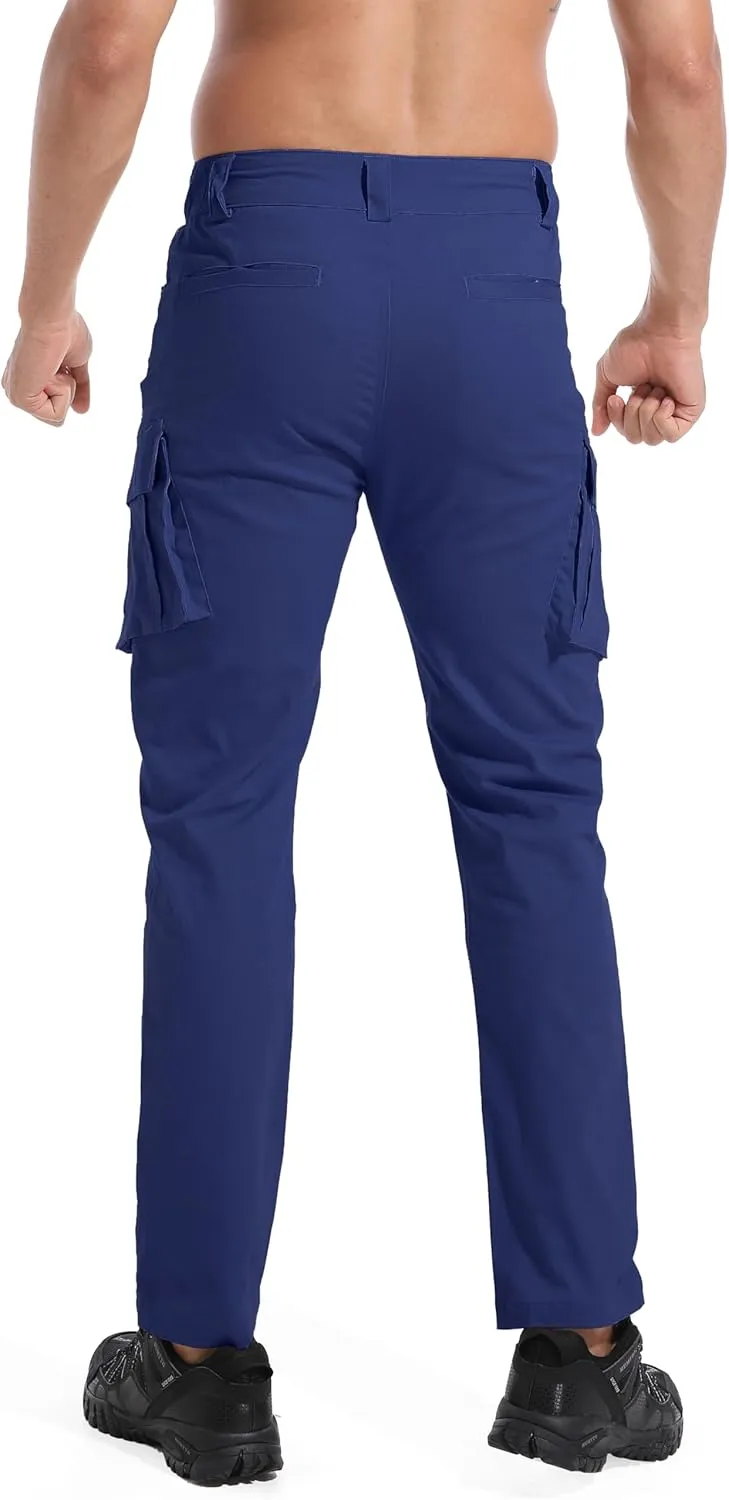 Men's Cargo Hiking Pants Lightweight Stretch Outdoor Cotton Casual Work Travel Camping Pants 9 Pockets