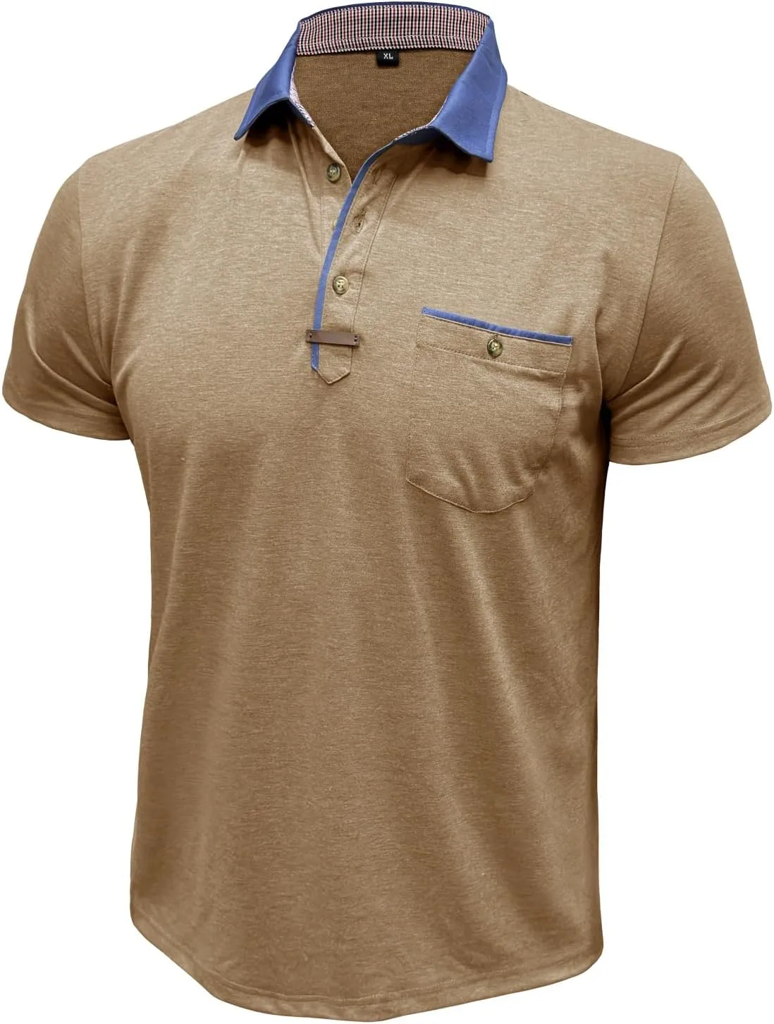 Men's Casual Polo Shirts Classic Button Basic Short Sleeve Shirt Lightweight Cotton Tees Golf Stylish Tops