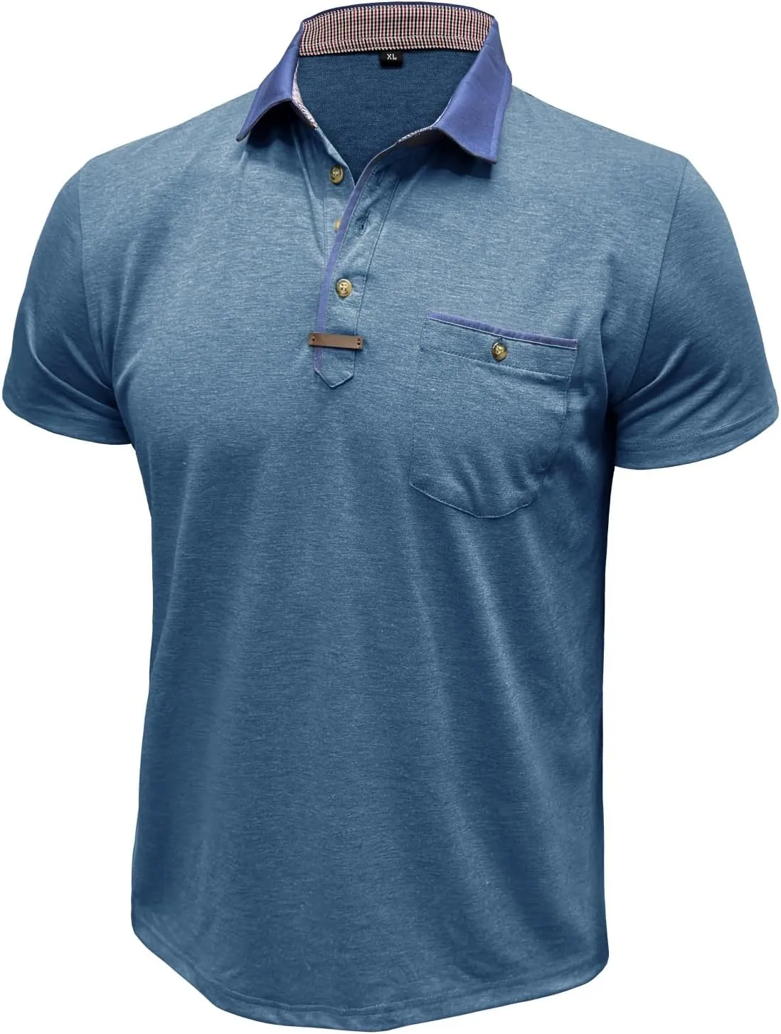 Men's Casual Polo Shirts Classic Button Basic Short Sleeve Shirt Lightweight Cotton Tees Golf Stylish Tops