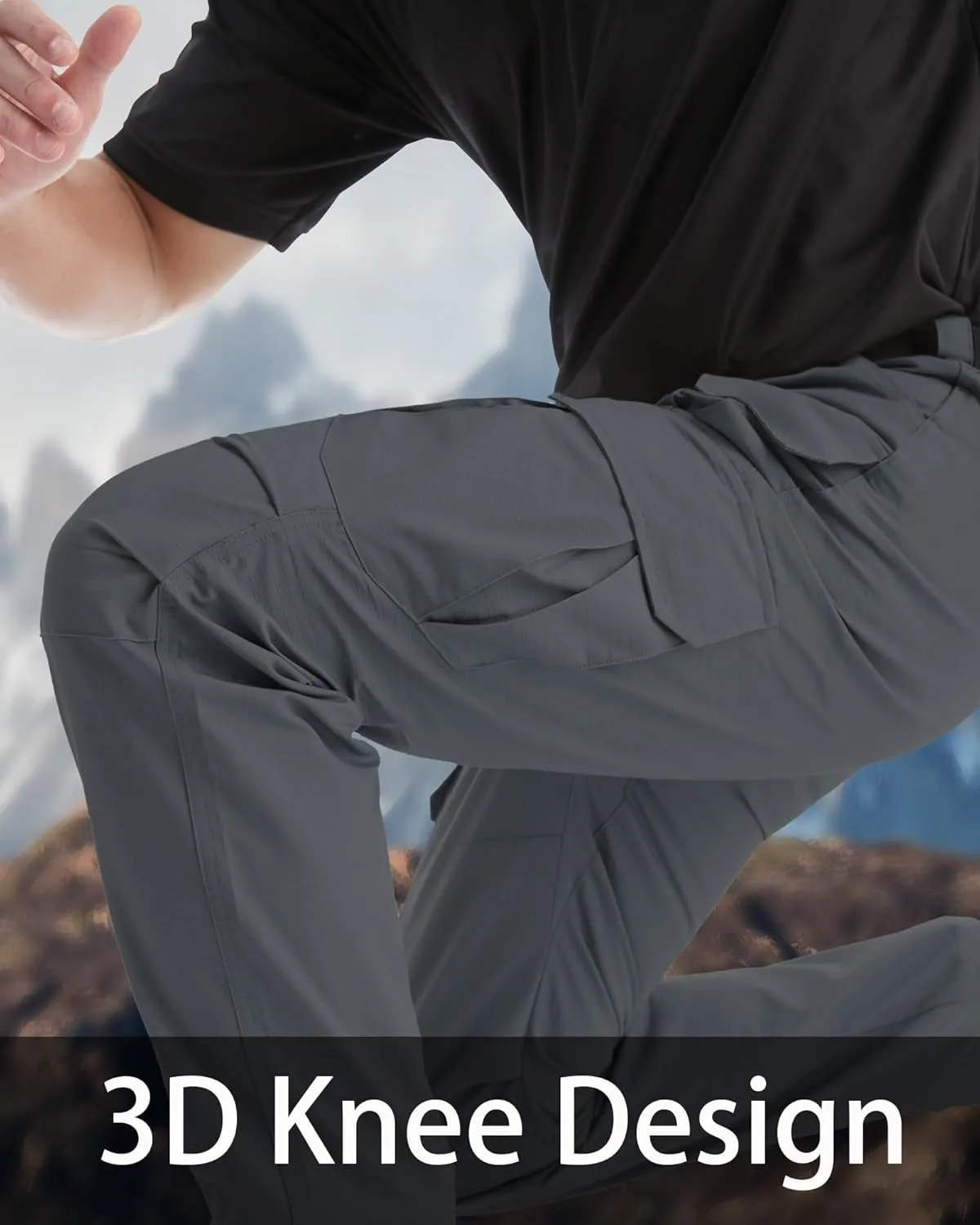 Men's Tactical Cargo Pants, Lightweight Water-Resistant, Ripstop Fabric for Hiking, Work, Outdoor Activities