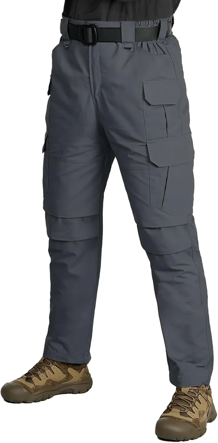 Men's Tactical Cargo Pants, Lightweight Water-Resistant, Ripstop Fabric for Hiking, Work, Outdoor Activities