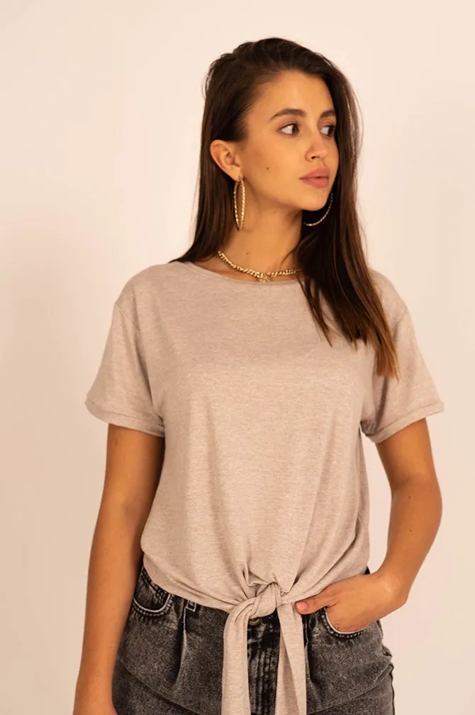 Mika Tied T-Shirt Beige
