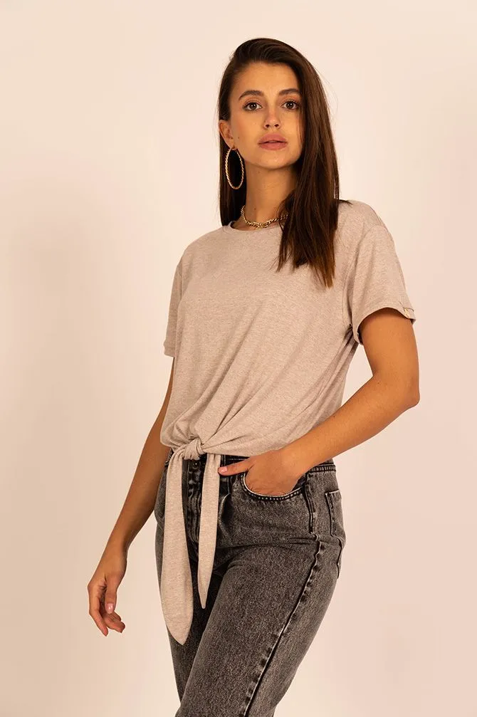Mika Tied T-Shirt Beige