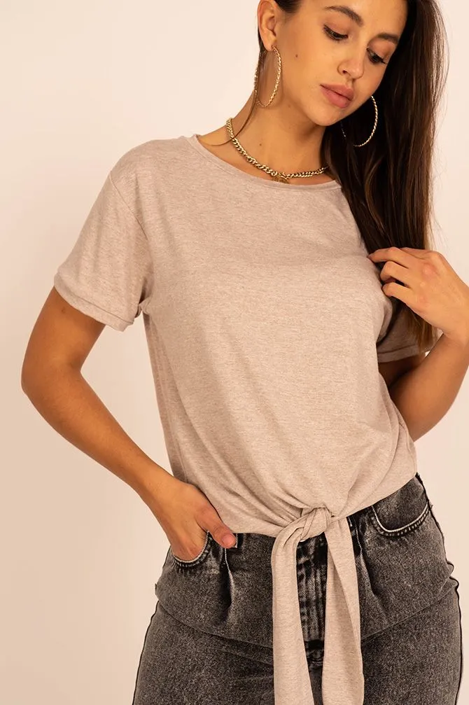 Mika Tied T-Shirt Beige