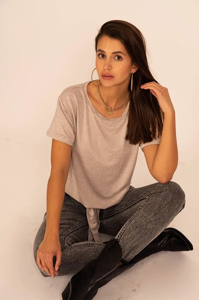 Mika Tied T-Shirt Beige