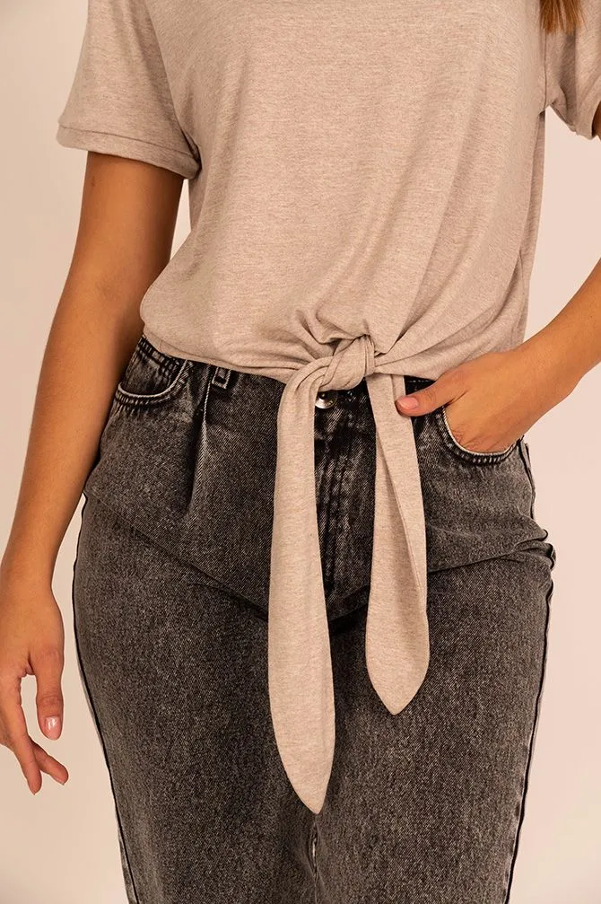 Mika Tied T-Shirt Beige