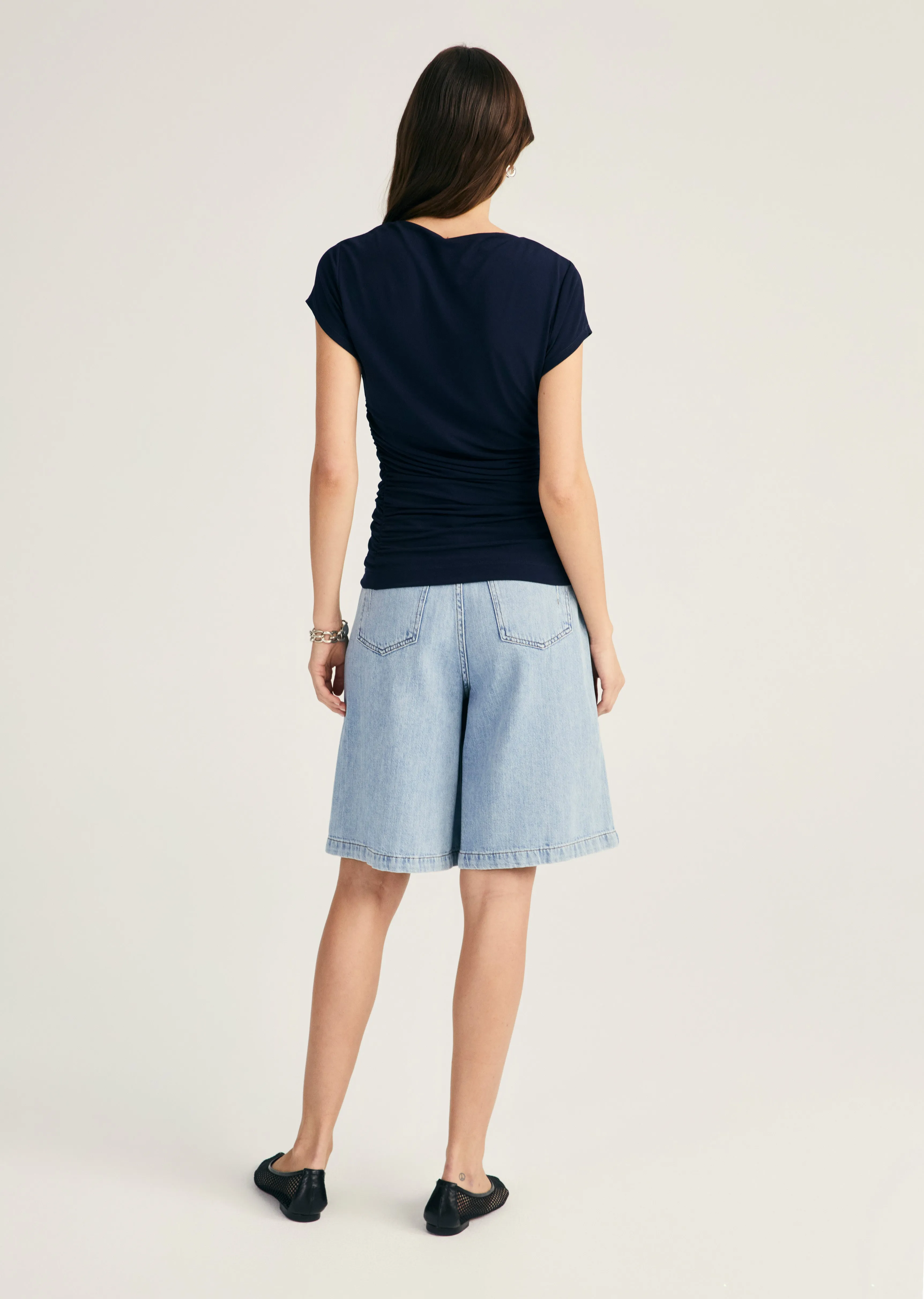 Mima Short Sleeve Ruched Top - Night Sky