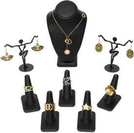 MOOCA Jewelry Display Set, Necklace Display Bust, Earring Organizer, Ring Holder Stand for Showcase and Store, Premium Fabric