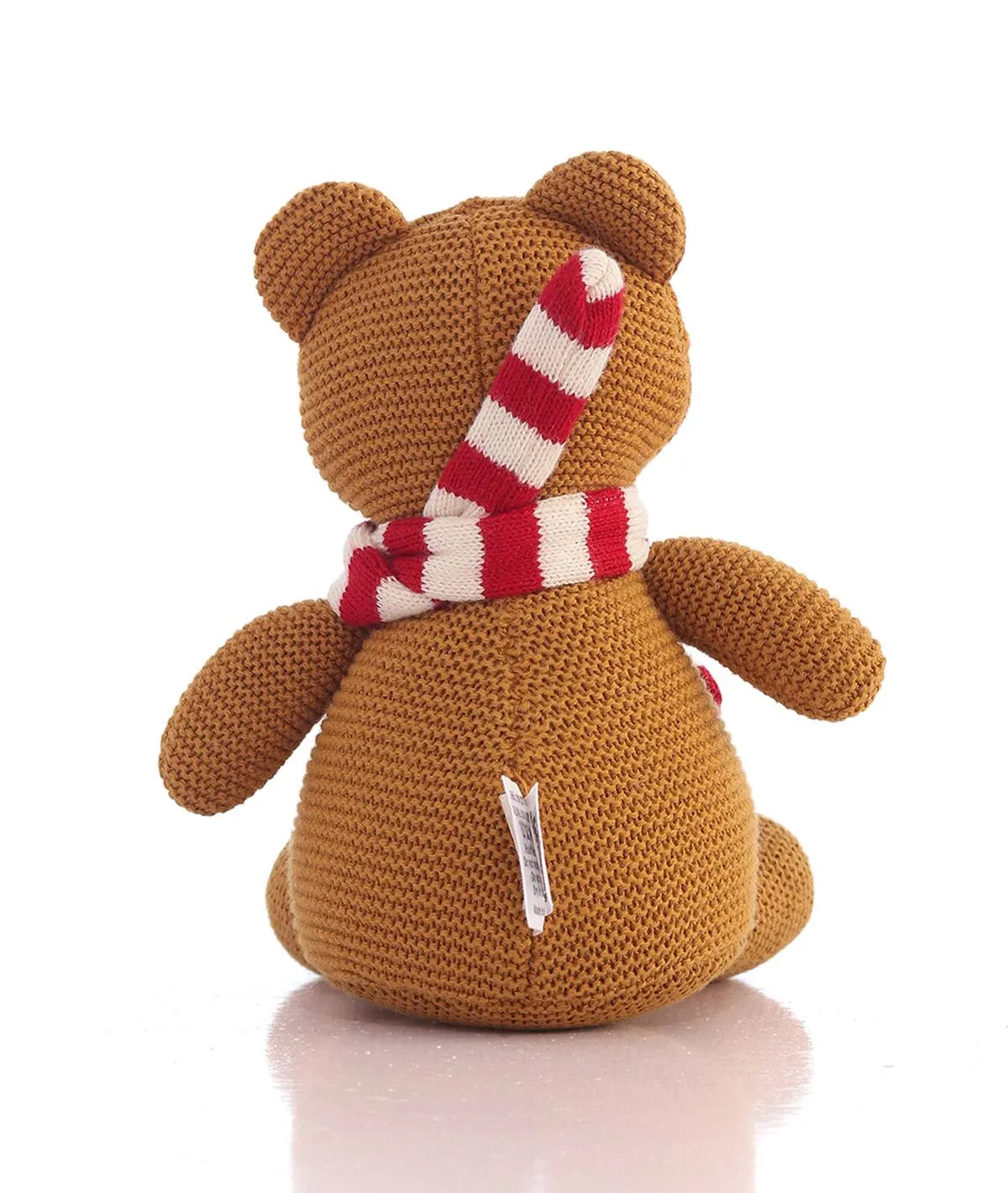 Mumma Bear Cotton Knitted Stuffed Soft Toy (Mustard & Red)