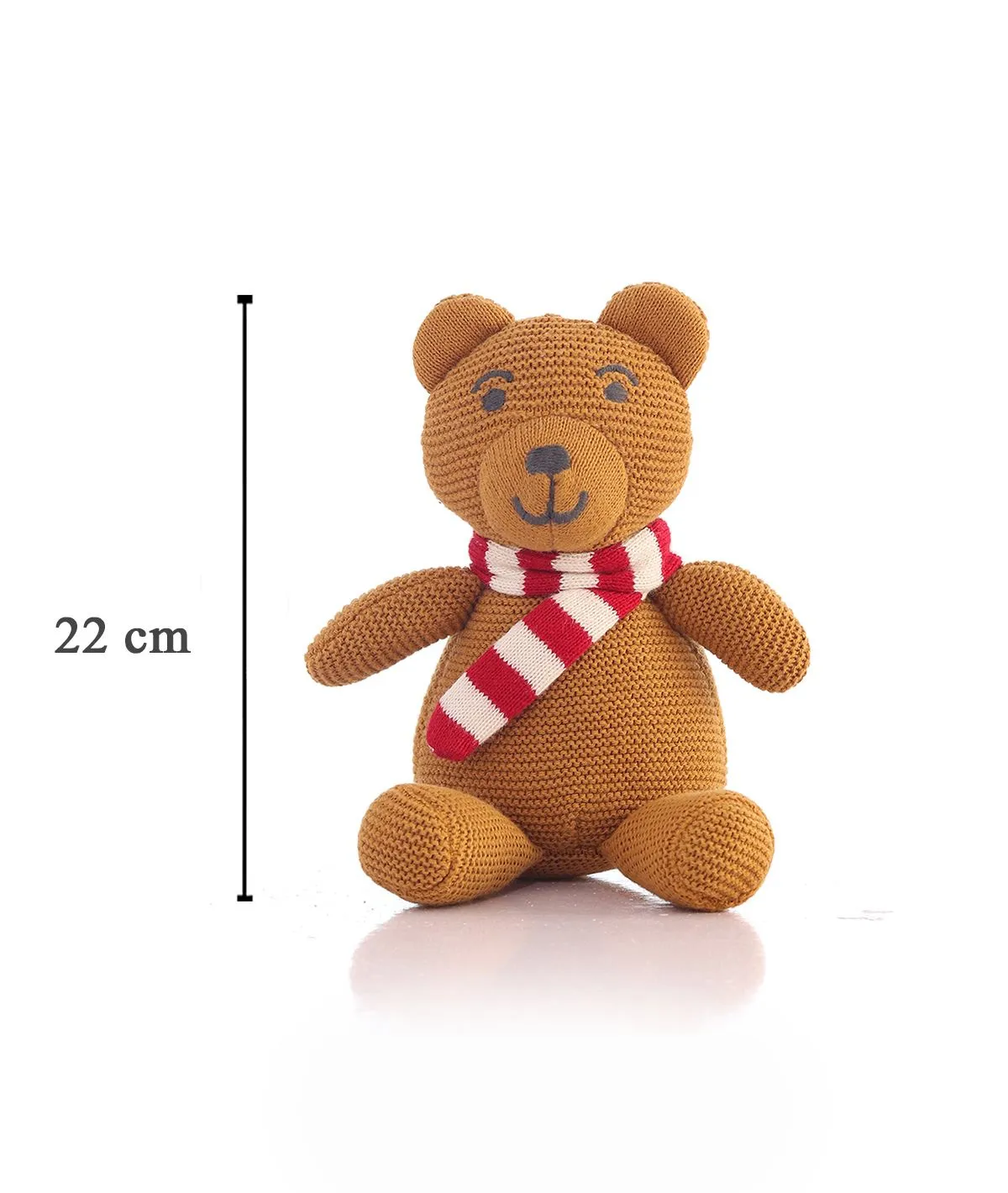 Mumma Bear Cotton Knitted Stuffed Soft Toy (Mustard & Red)