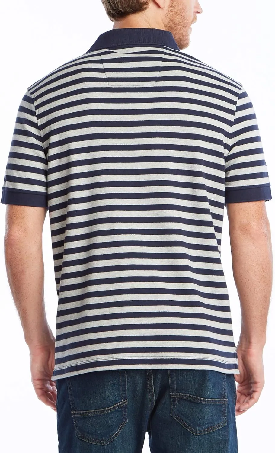Nautica Men's Classic Fit 100% Cotton Soft Short Sleeve Stripe Polo Shirt