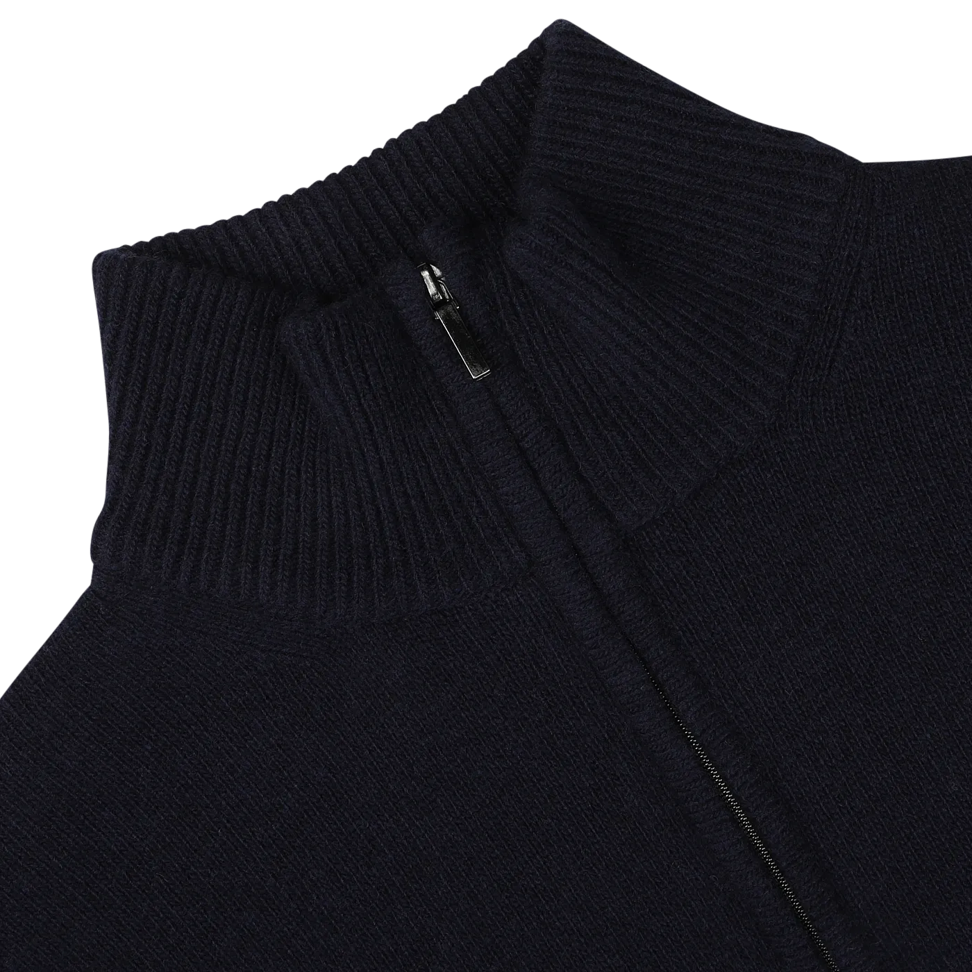 Navy Blue Wool Cashmere Quarter Zip