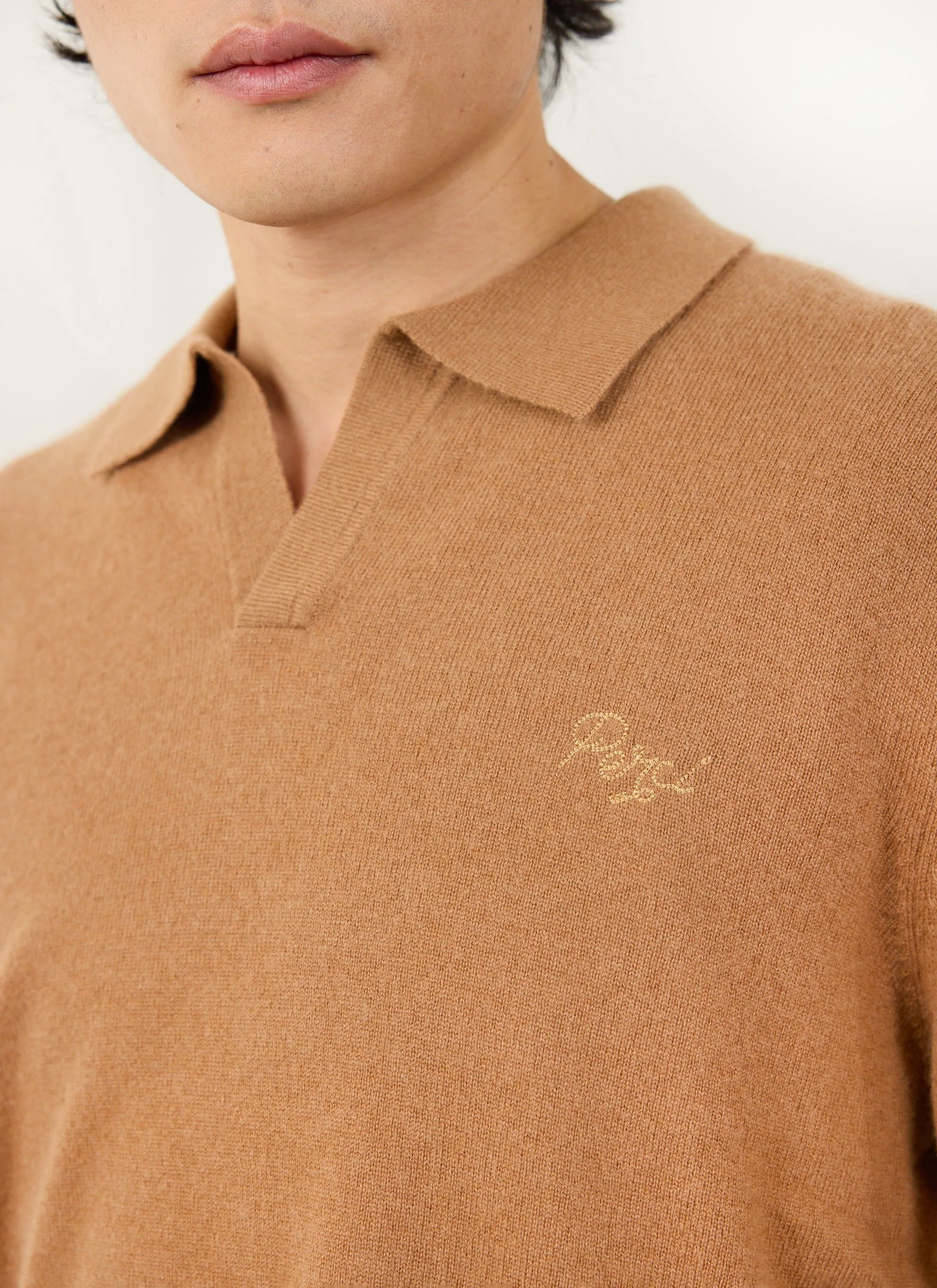 Network Long Sleeve Polo | Merino Wool | Rust