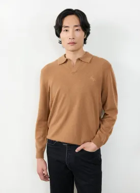 Network Long Sleeve Polo | Merino Wool | Rust