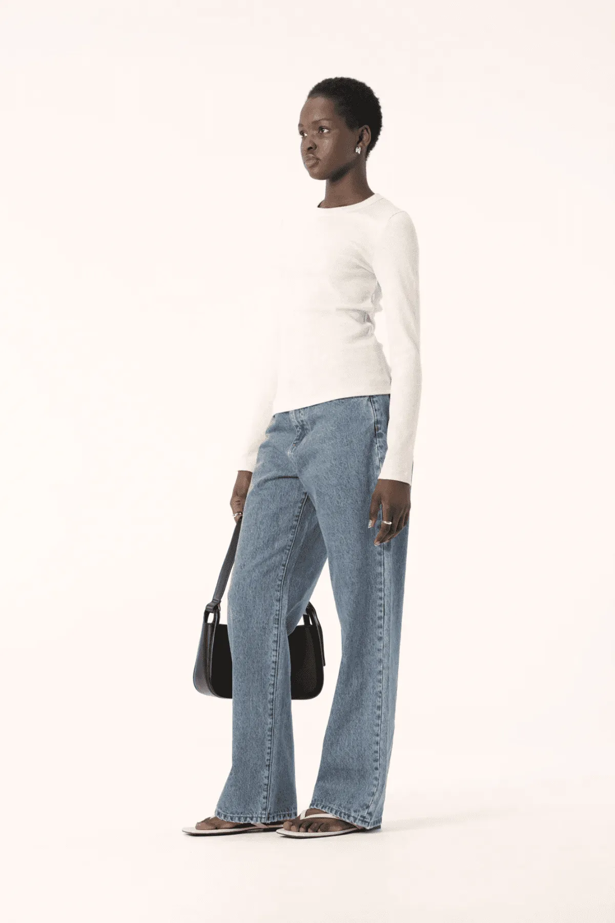 NOLA LONG SLEEVE TOP WHITE MARLE