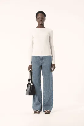 NOLA LONG SLEEVE TOP WHITE MARLE