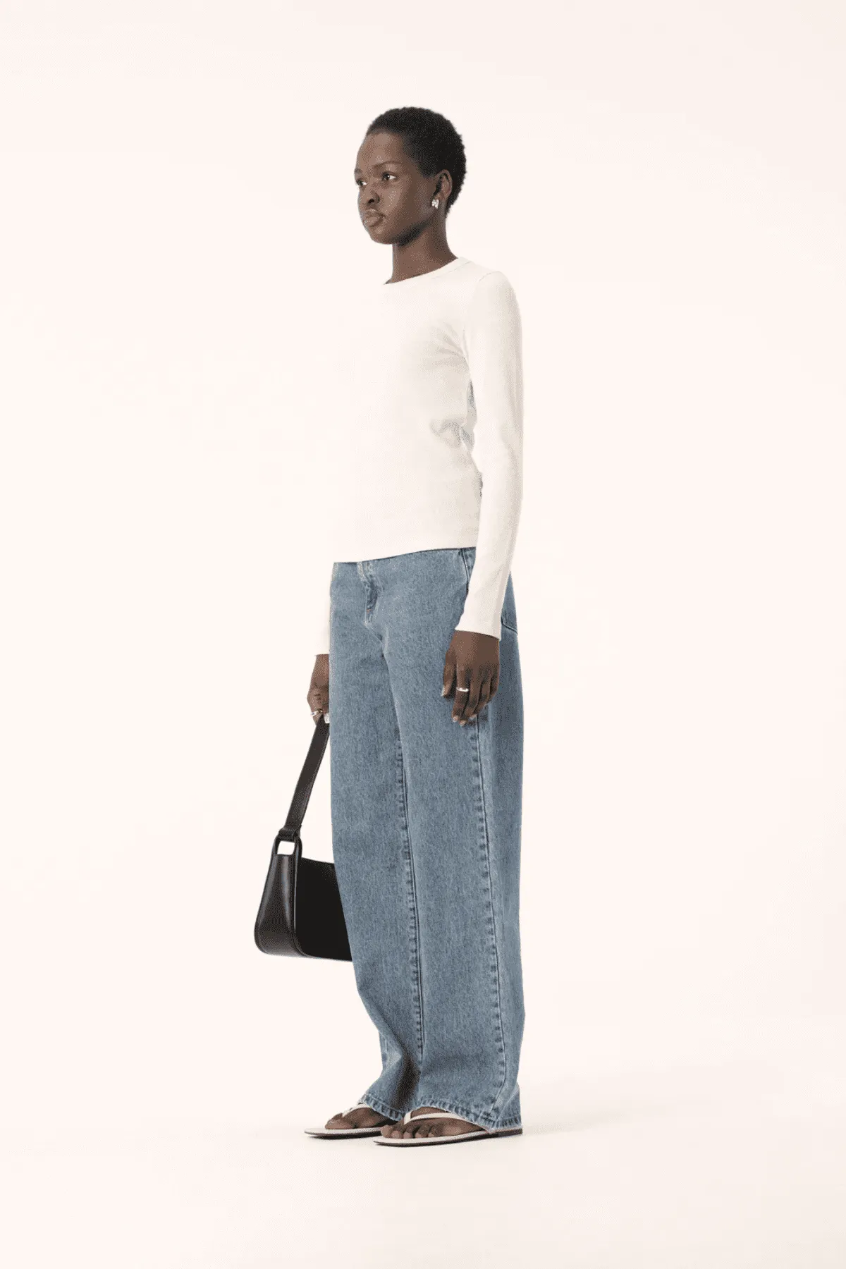 NOLA LONG SLEEVE TOP WHITE MARLE