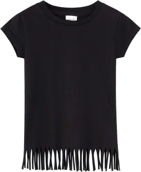 Noomelfish Girls Short Sleeve Fringe T-Shirts Soft Jersey Cotton Tee Tops (3-12 Years)