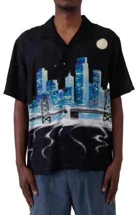 NYC-Inspired Short Sleeve Rayon Button-Up Shirt