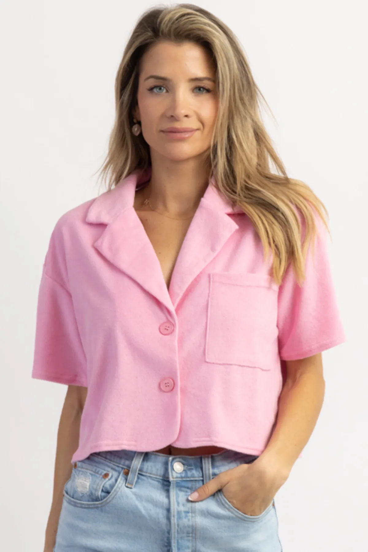 OH POOL BOY PINK TERRYCLOTH TOP