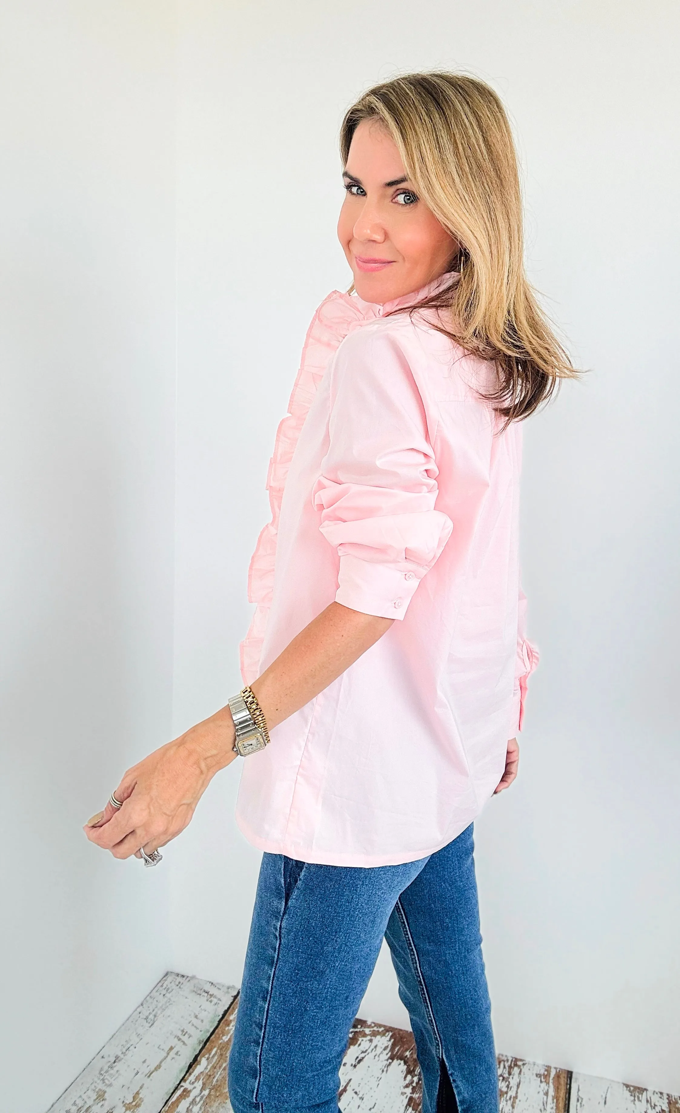 Parisian Ruffle Button Blouse