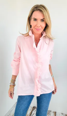Parisian Ruffle Button Blouse