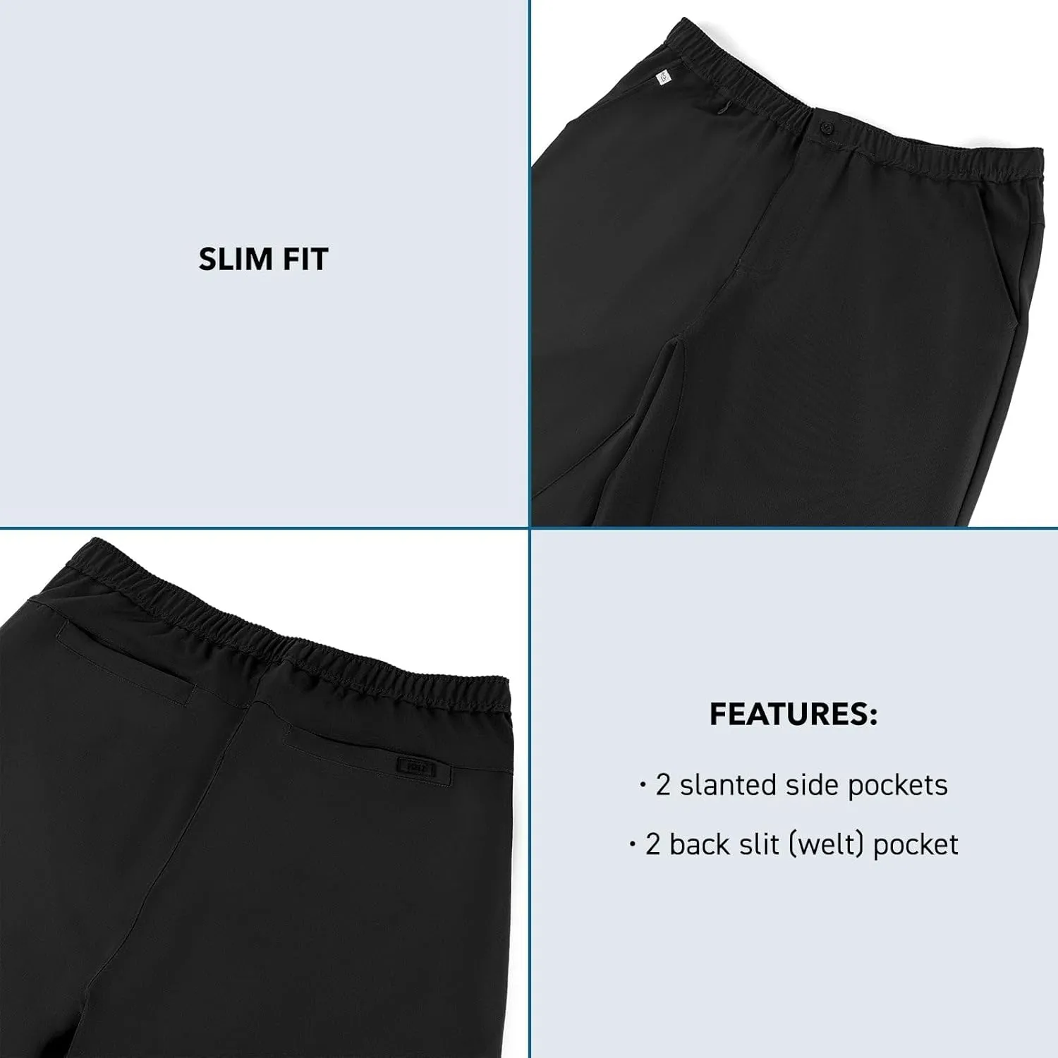 Peelz Mike Fly Front 4-Pocket Jogger Scrub Pants for Men - Soft Stretch Fabric, Mens Scrubs, Slim Fit
