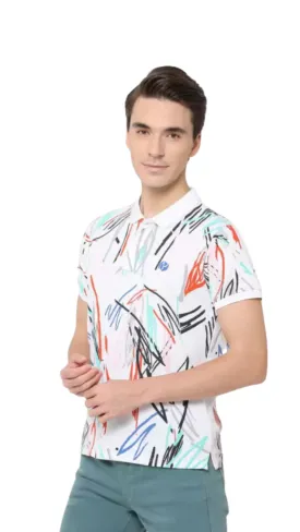 Pepe Jeans Men's Printed Round Neck Pure Cotton White T-Shirt