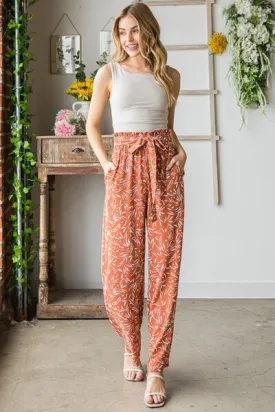 Printed Tied Straight Casual Pants