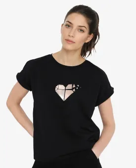 Rareism Womens Brahe Black T-Shirt Short Sleeve Crew Neck Solid