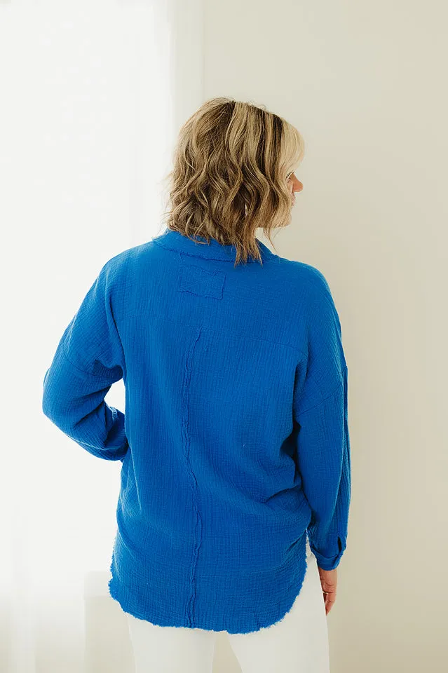 Raw Edge Gauze Oversized Shirt