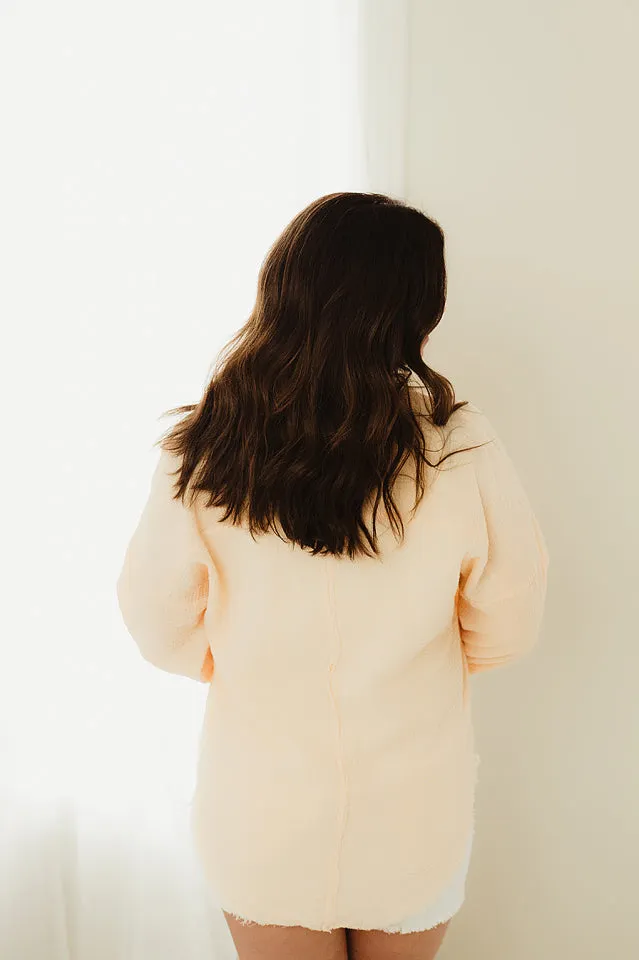 Raw Edge Gauze Oversized Shirt
