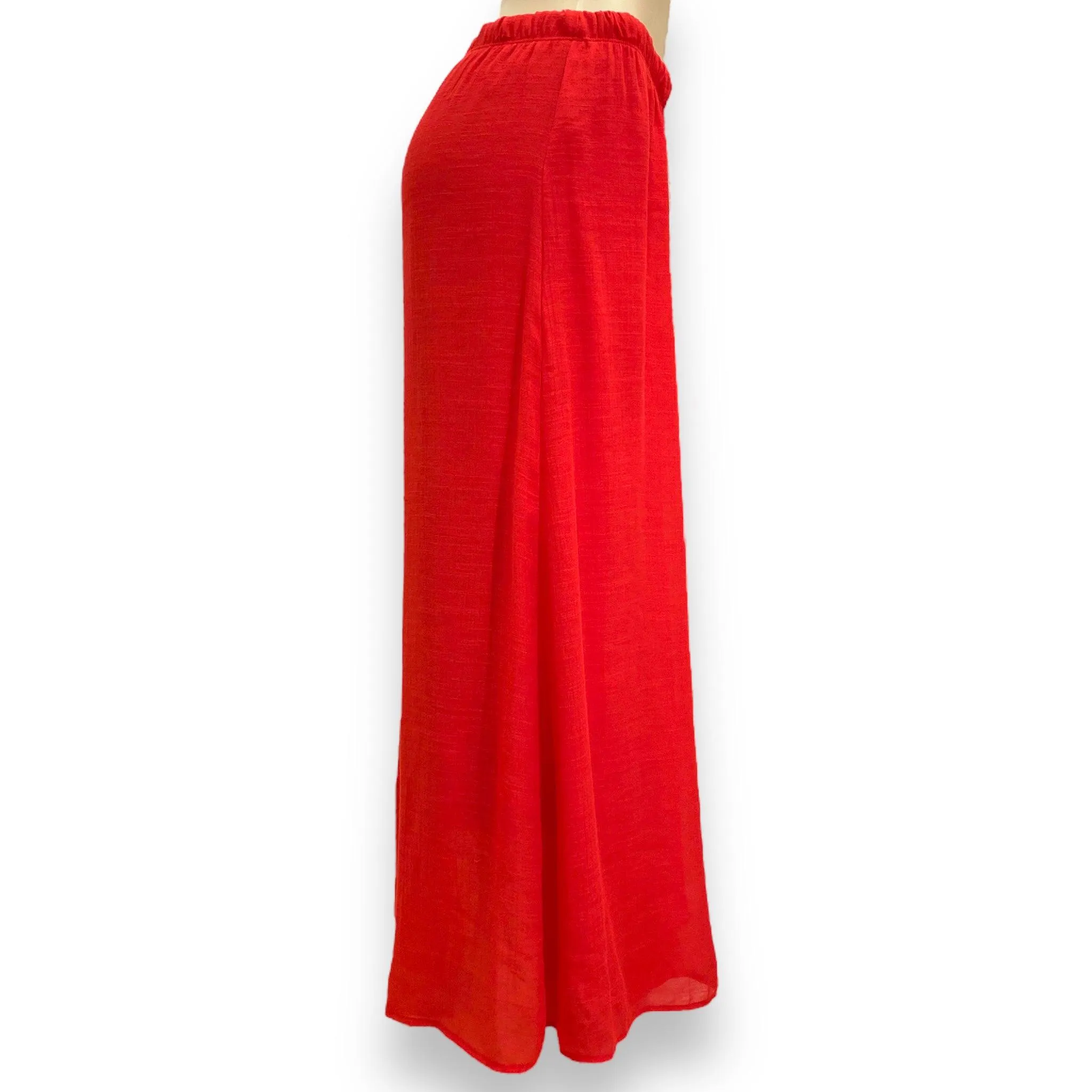 Red Flowy Wide Leg Palazzo Pants