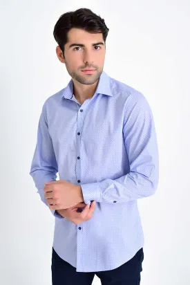 Regular Fit Printed Cotton Light Blue Casual Shirt