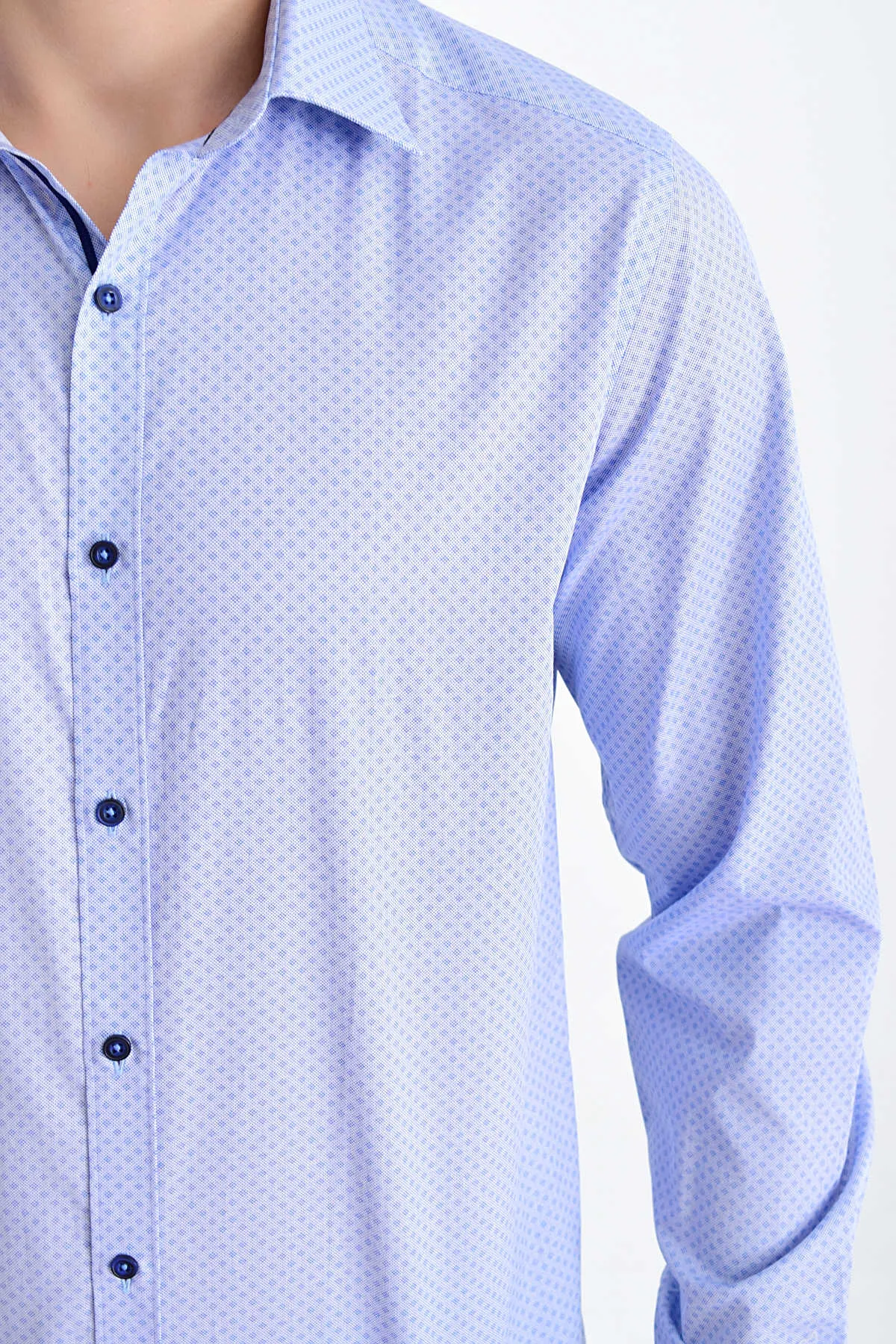 Regular Fit Printed Cotton Light Blue Casual Shirt