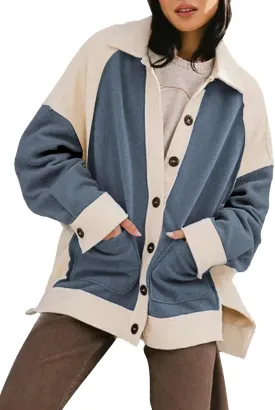 SHEWIN Womens Winter Fuzzy Fleece Jacket Casual Long Sleeve Button Down Sherpa Shacket Coats