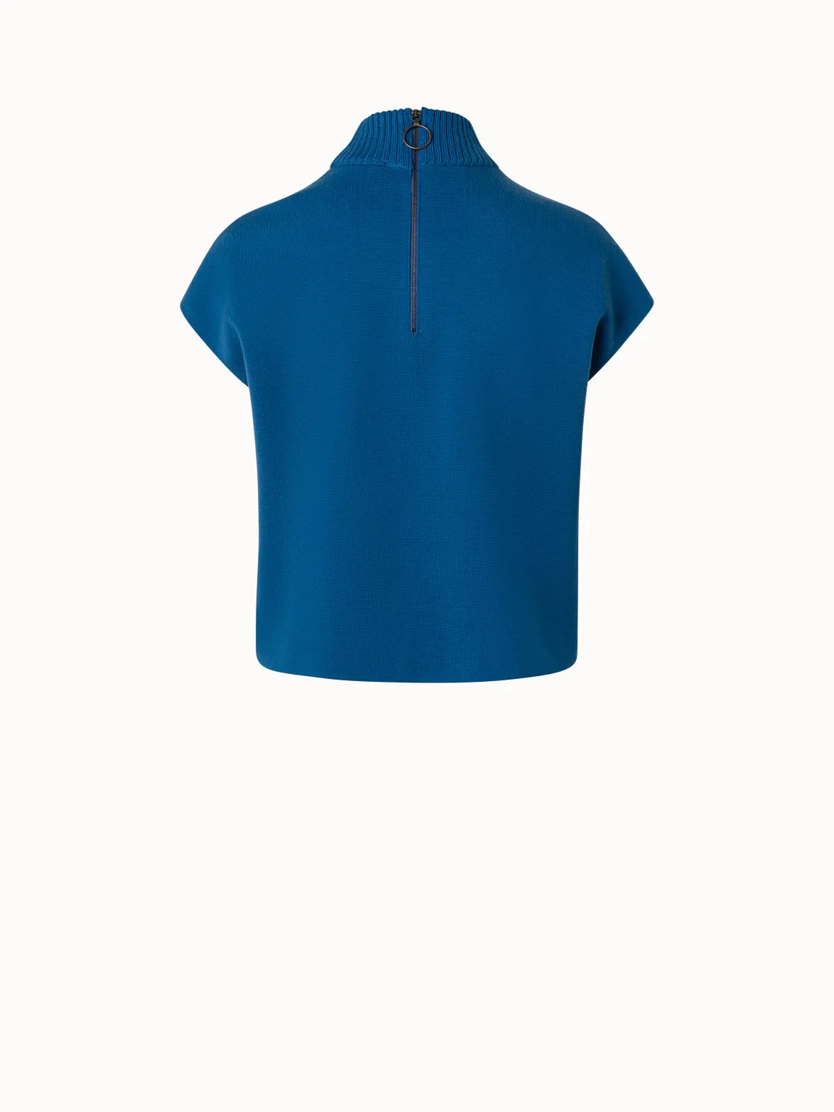 Short Sleeves Merino Sweater with Mock Neck
