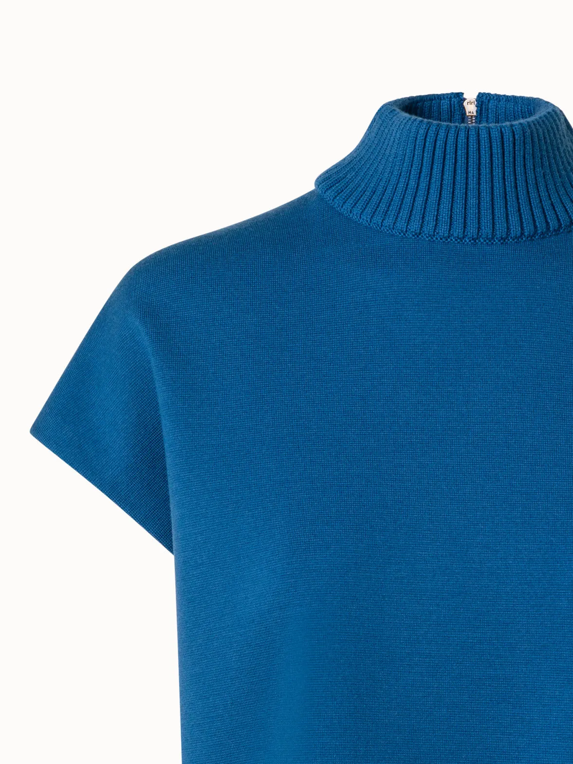Short Sleeves Merino Sweater with Mock Neck