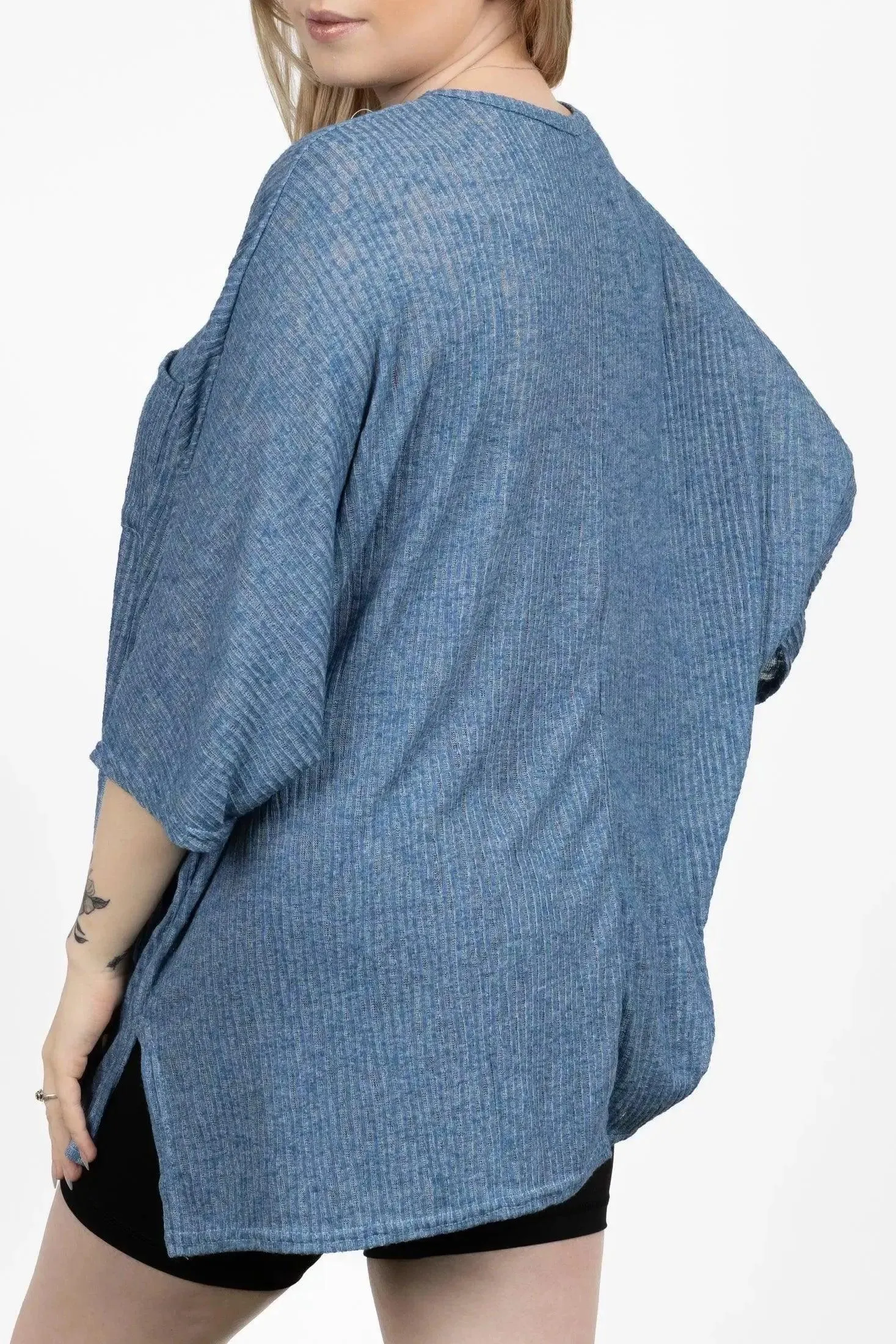 Solid Soft Oversized Top with Side Slit Top