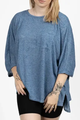 Solid Soft Oversized Top with Side Slit Top