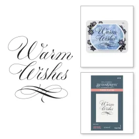 Spellbinders BetterPress Press Plate By Paul Antonio Copperplate Warm Wishes