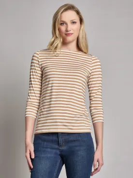 Stripe Button Shoulder Jersey Top