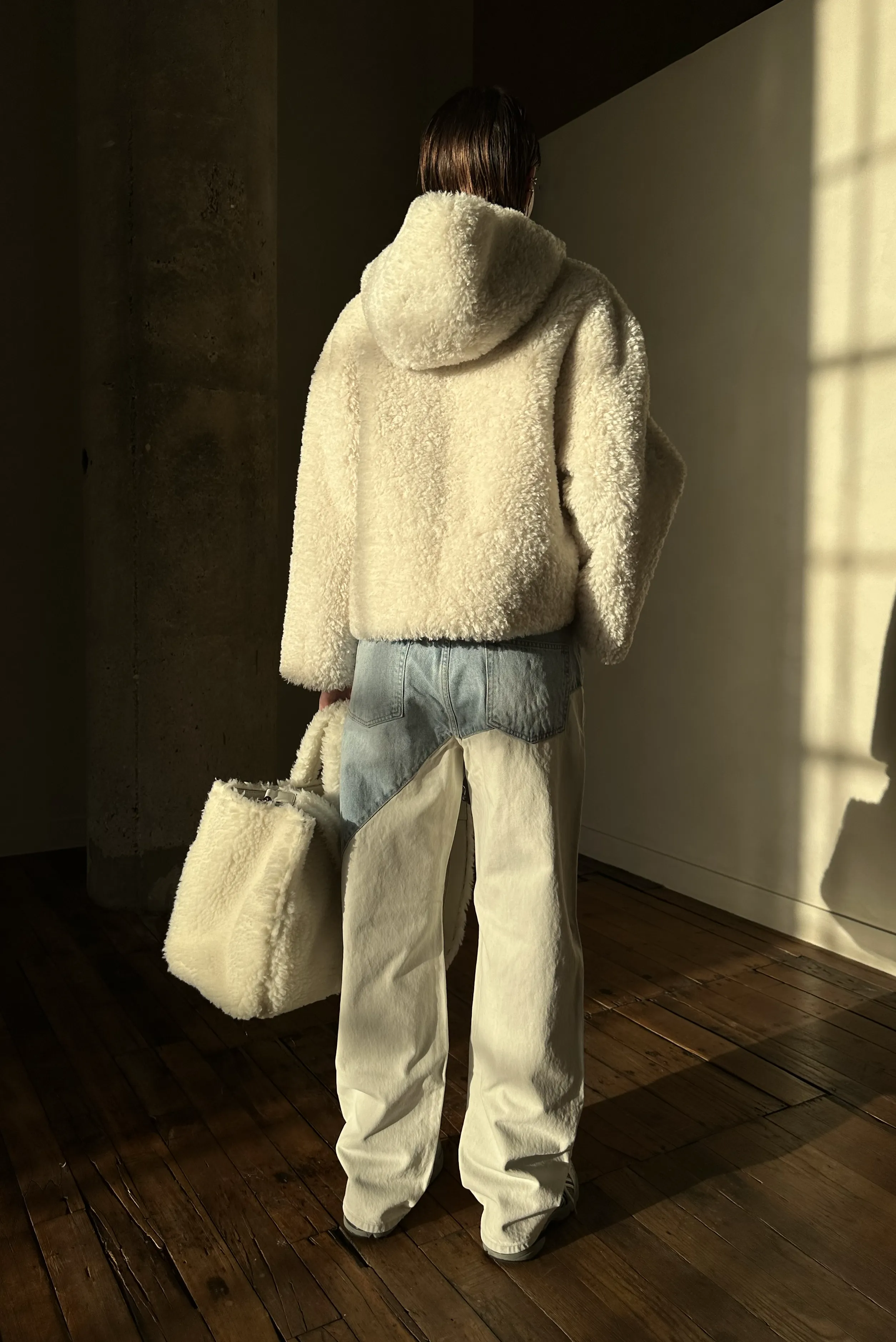 Teddy Fleece Zip Up Jacket - Ivory