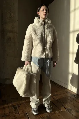 Teddy Fleece Zip Up Jacket - Ivory