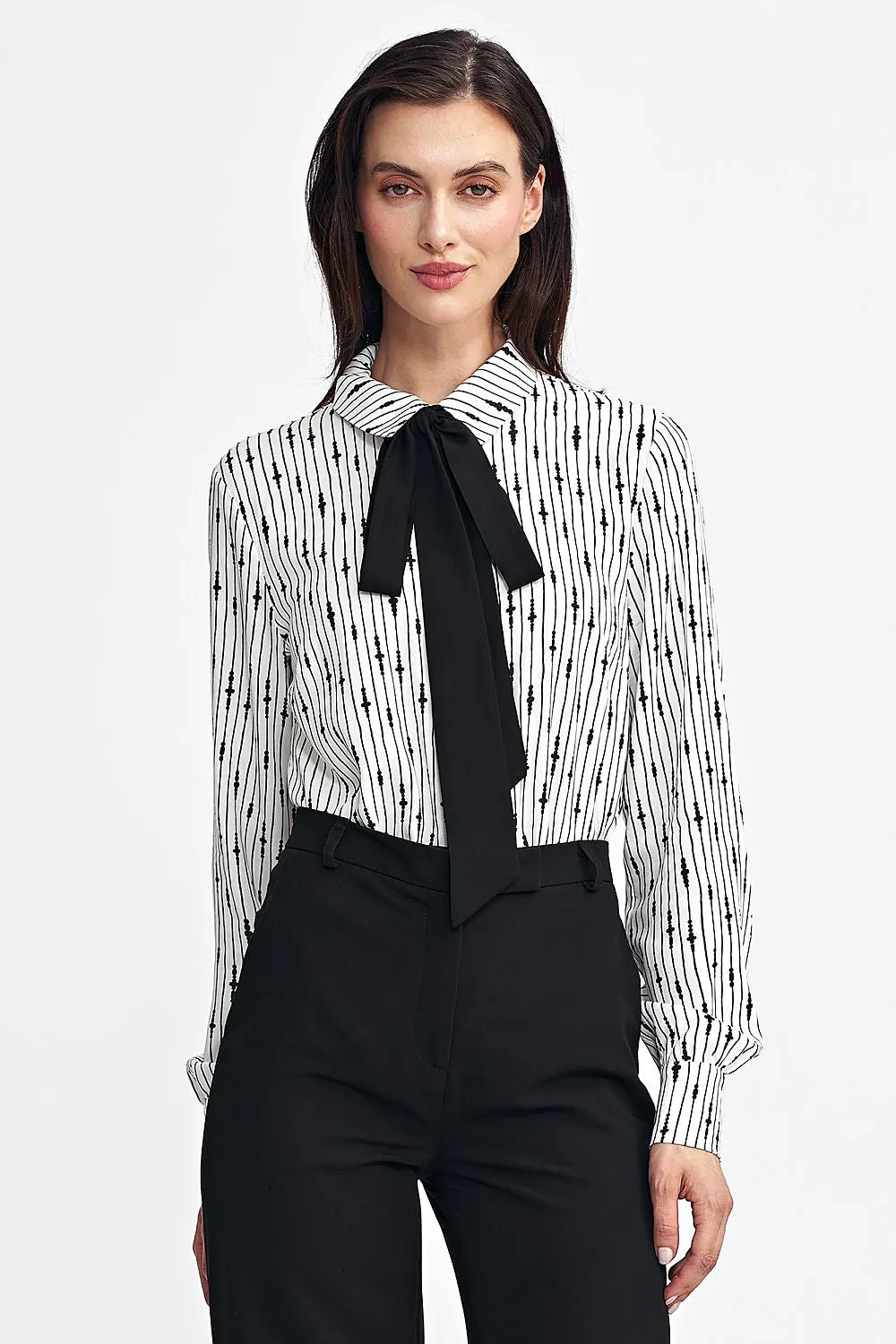 TEEK - Neck Tied Long-Sleeved Printed Shirt